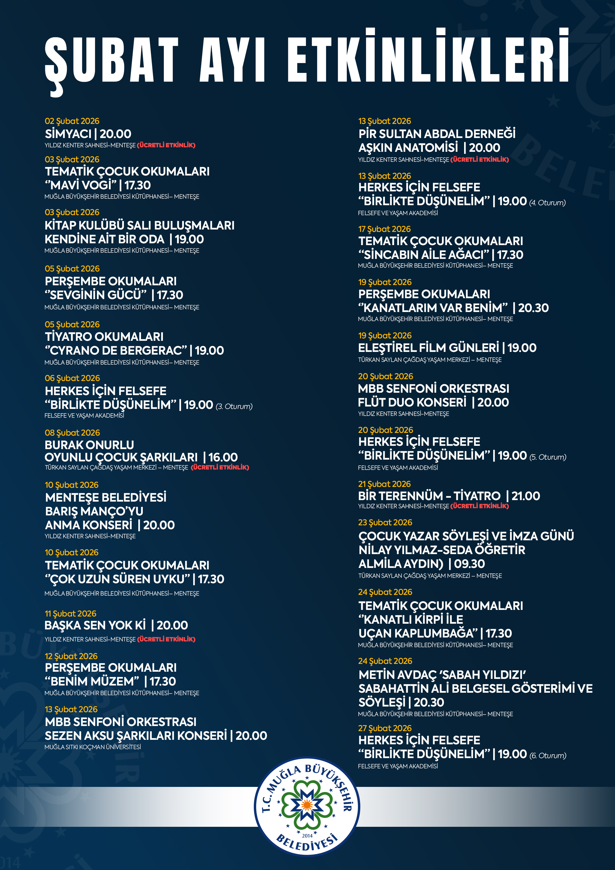 Şubat Ayı Etkinlik Listesi