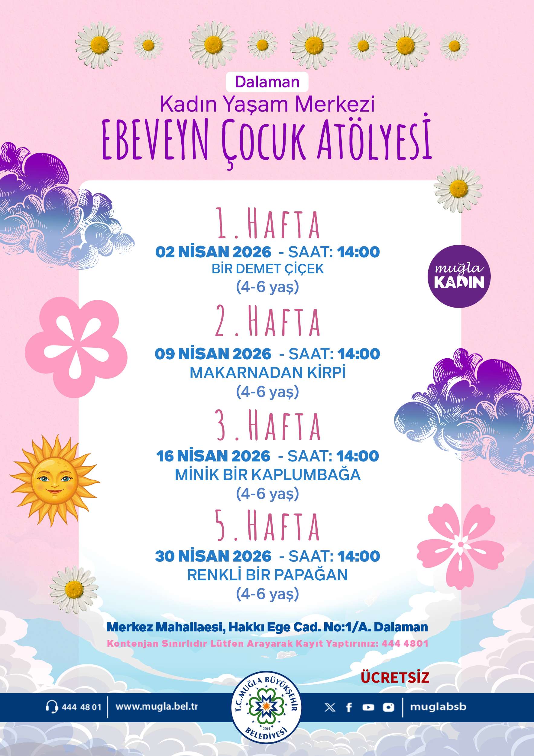 Dalaman Kadın Yaşam Merkezi Ebeveyn Çocuk Atölyesi 4-6 Yaş