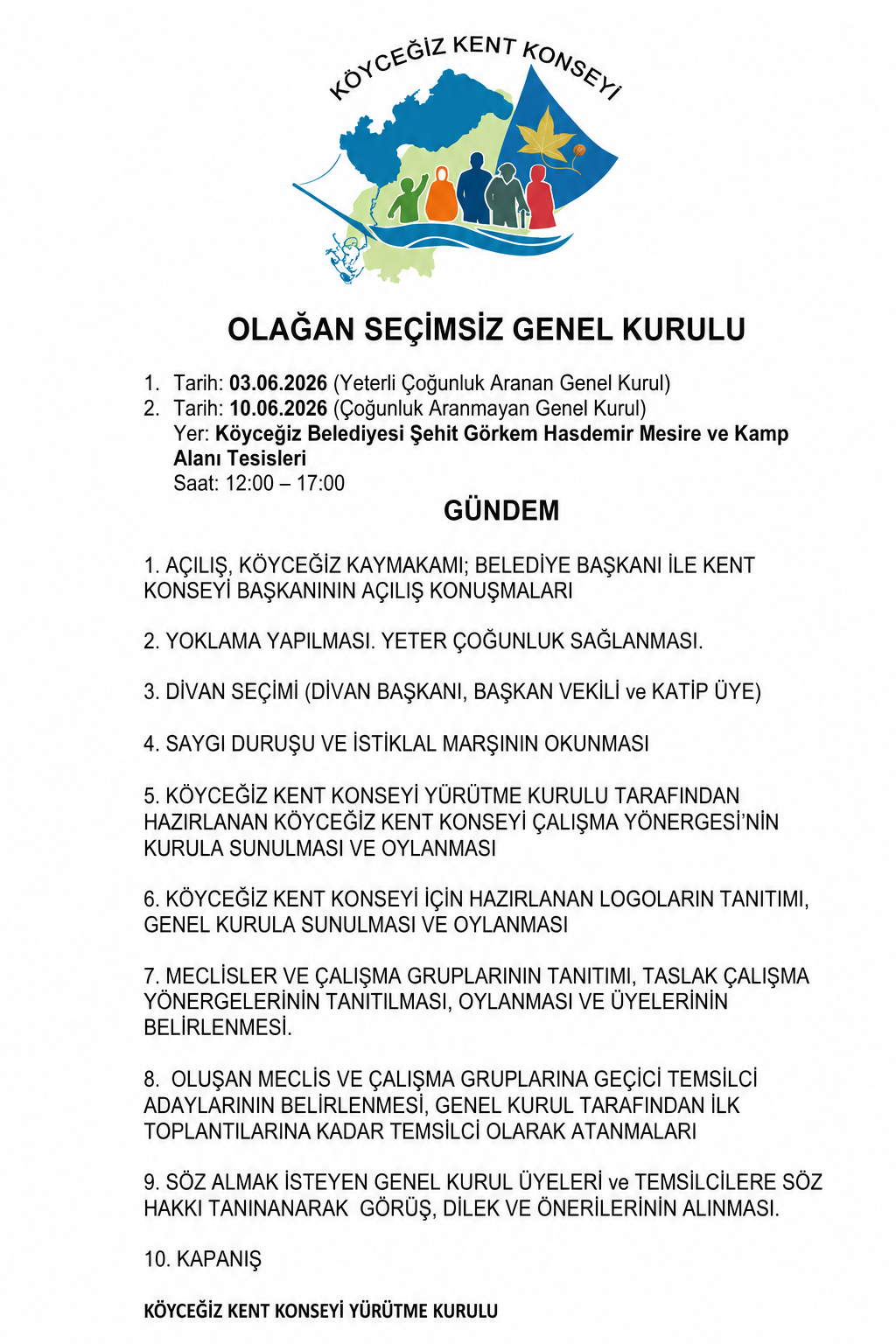 Köyceğiz Kent Konseyi Olağan Seçimsiz Genel Kurulu