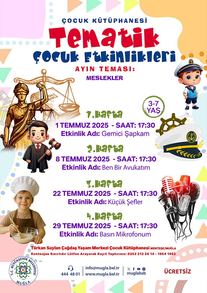Çocuk Kütüphanesi Tematik Çocuk Etkinlikleri / Temmuz Ayı