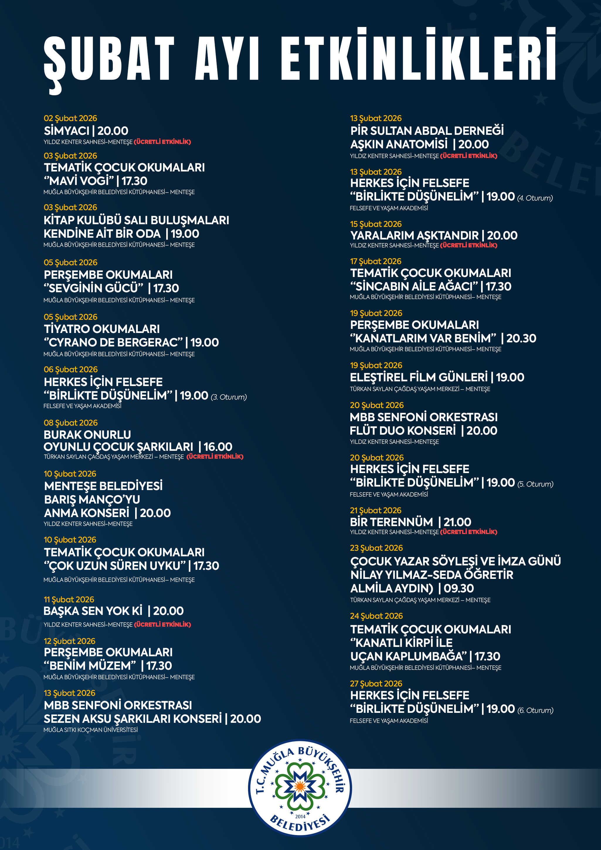 Şubat Ayı Etkinlik Listesi