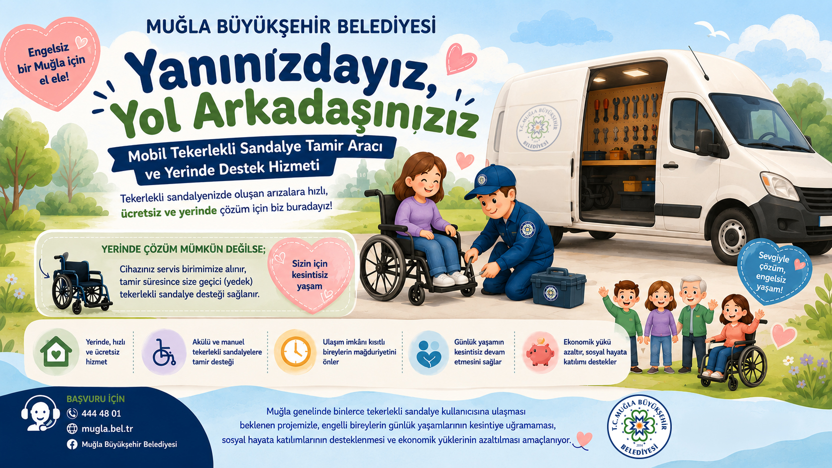 Mobil Tekerlekli Sandalye Tamir Aracı Engelsiz Muğla İçin Yollarda 